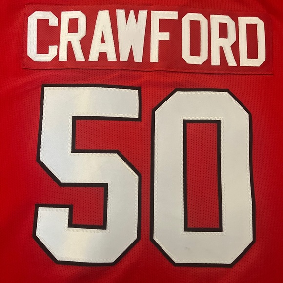 REEBOK COREY CRAWFORD CHICAGO BLACKHAWKS HOME RED #50 YOUTH L/XL - Picture 2 of 11